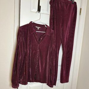 Burgundy Plisse Set
